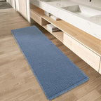 AMOAMI Upgraded Waffle Runner Rug Super Absorbent Non Slip Bath Mats for Bathroom Machine Washable Bathroom Runner Rug with Tassels, Ideal for Hallway Bedroom Laundry Room, 2'x 6'(24" x 72"), Blue