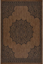 CAMILSON Outdoor Rug, Modern Area Rugs for Indoor and Outdoor Patios, Kitchen and Hallway mats, Washable Porch Deck Outside Carpet (6 x 9, Medallion Nut Brown)