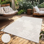 Paco Home Modern Area Rug with Carved Geometric Pattern in Cream Ivory, Size: 4' x 5'7"