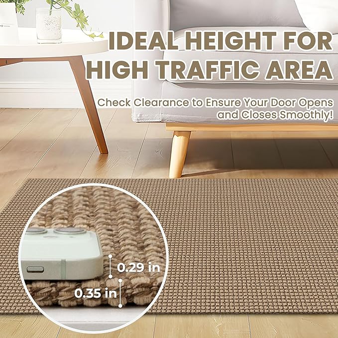 Braided Runner Rug 3x14 Ft Washable Runners for Hallways Non Slip Kitchen Runner Rug Cotton Long Entryway Runner Indoor, Woven Carpet for Hall Stair Entryway, Orange/Tan/Brown