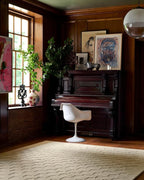 Loloi Leanne Ford Craven Collection CVN-04 Oatmeal/Dove 2'-6" x 7'-6" Runner Rug Checkered, Patterned, Neutral, Hallway, Kitchen, Mudroom, and Bathroom