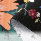 3x5 Area Rug, Floral Black Washable Rug for Entryway, Non Slip Flower Area Rugs, Soft Low Pile Indoor Doormat Small Carpet, Rugs for Living Room Bathroom Bedroom Nursery Kitchen Dining Room