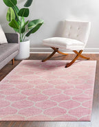 Rugs.com Lattice Frieze Collection Rug – 10' x 13' Light Pink Medium Rug Perfect for Living Rooms, Large Dining Rooms, Open Floorplans