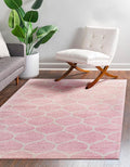 Rugs.com Lattice Frieze Collection Rug – 9' x 12' Light Pink Medium Rug Perfect for Living Rooms, Large Dining Rooms, Open Floorplans