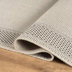 CAMILSON Easy Jute Rug 9x12, Indoor Outdoor Off-White Color Fiber Area Rugs for Living Room Patio and Dining Room Rug, Bordered Boho Woven Design, Easy-Cleaning, Washable Outside Carpet (9 x 12)