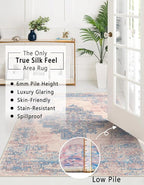 vivorug Runner Rug 2x10 Machine Washable Rug with Non-Slip Backing, Ideal for Kitchen Hallway Entryway Laundry Room - Vintage-Inspired, Durable, Easy Clean, Low Pile Carpet Runner, Pink