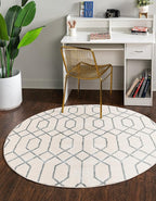Unique Loom Marilyn Monroe Glam Collection Area Rug - Trellis (5' 3" Round, White Silver/ Silver)