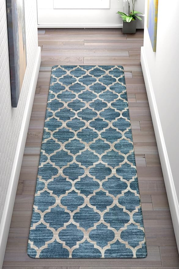 Lahome Moroccan Runner Rug 2x6,Non Slip Hallway Runners Rug, Washable Small Kitchen Area Rug Laundry Room Carpet Runner for Entryway Bedroom Bathroom (2’ X 6’, Blue)
