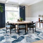 Blue 6X9 Area Rugs for Living Room Bedroom,Modern Abstract Large Carpet Washable Rugs 6X9 for Dining Room Office,Non Slip Print Faux Wool Thin 6 by 9 Indoor Nursery Kids Home Pet & Child Friendly
