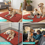 Smiry Dog Door Mat for Muddy Paws, Absorbent Dirt Trapper Non Slip Quick Dry Washable Chenille Mat for Mud Dogs, Entry Rug for Indoor and Outdoor (30x20 Inches, Maple Red and Black)