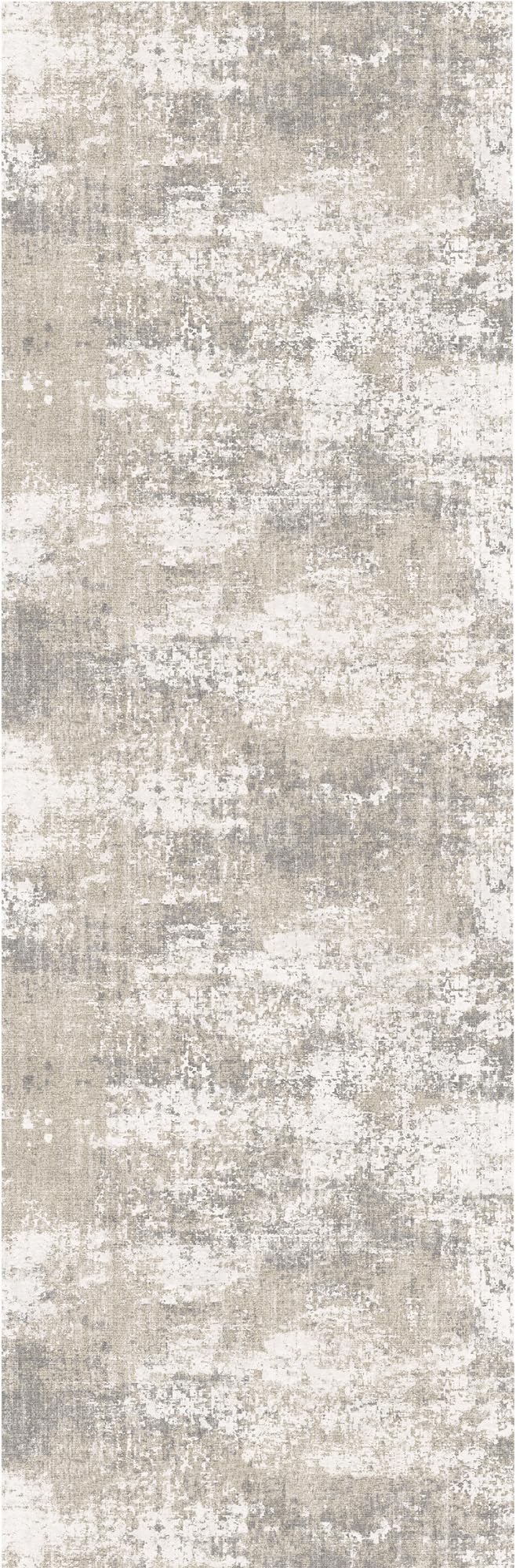 Modern Abstract Beige Gray Area Rug 2x6 Hallway Runner Machine Washable Carpet Bathroom Kitchen Indoor Accent Throw Low Pile Non Slip Distressed Laundry Living Dining Room Bedroom Office