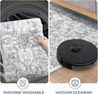 KOZYFLY Runners for Hallways 2x5 Ft Washable Kitchen Runner Rug Boho Runner Rug for Entryway Indoor Printed Oriental Faux Wool Floor Carpet Runner for Laundry Room Kitchen Hall, Gray