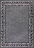 Antep Rugs Alfombras Bordered Modern 4x6 Non-Slip (Non-Skid) Low Pile Rubber Backing Indoor Area Rug (Gray, 4' x 5'8")