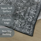 Morebes Black Vintage Runners for Hallways 10 Foot Non Slip, Washable Distressed Non Skid Kitchen Runner Rug Indoor Long Carpet for Hall Foyer Entryway Bathroom Entrance Playroom