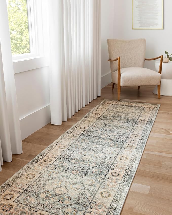 Loloi Jocelyn Collection JOC-04 Sky/Multi 5'-5" x 7'-6" .38" Thick Area Rug