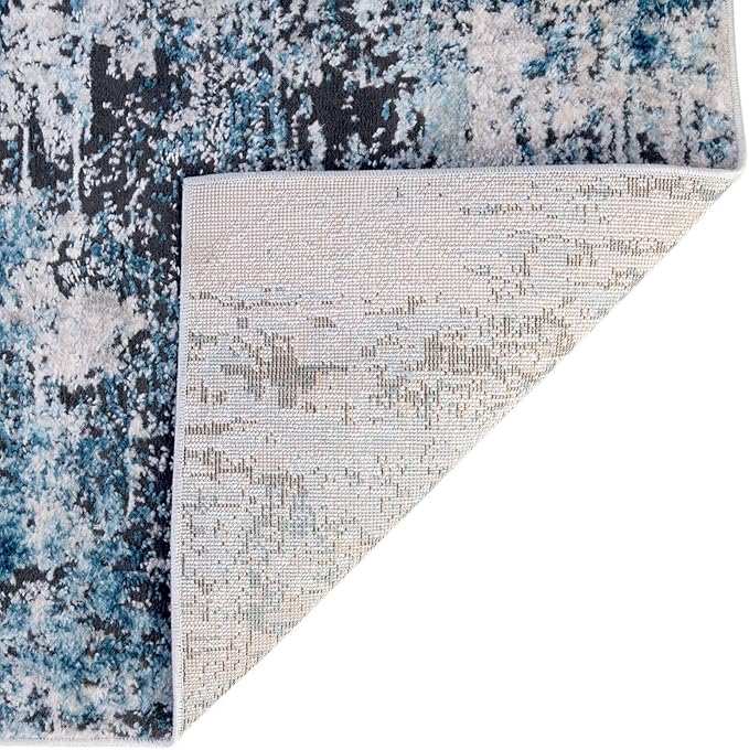 Rugs.com Leipzig Collection Area Rug – 4X6 Blue Low-Pile Rug Perfect for Entryways, Kitchens, Breakfast Nooks, Accent Pieces