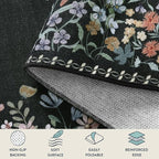 Lahome Boho Floral 2'6"x8 Black Washable Hallway Kitchen Runner Rug, Non Skid Bathroom Carpet Runner, Soft Non-Slip Rug Runners for Entryway Laundry Bedroom(2'6"x8ft,Black)