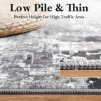 Washable Abstract Rug, 8x10 Modern Area Rugs with Non-Slip Rubber Backed for Living Room, Thin but Soft Contemporary Carpet Kitchen Bedroom Dining Room Decor, Dark Grey
