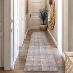 Rugshop Bohemian Stripe Lines Washable Non Slip Runner Rug 2' x 10' Brown