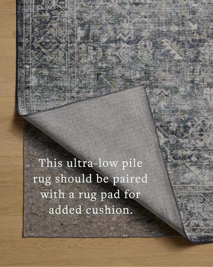 Loloi Amber Lewis Josie Collection JOS-01 Ocean/Natural 2'-6" x 7'-6", .13" Pile Height, Low Profile, Machine Washable, Runner Rug