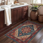 Tangsoo Vintage Small 2x3 Washable Rugs for Entryway Non-Slip Oriental Low Pile Rug for Front Door, Kitchen, Indoor, Accent Throw Small Area Rug, Door Mat for Entrance, Soft Boho Red Rug