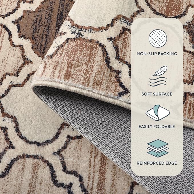 Lahome Moroccan Washable Kitchen Runner Rug - 2x6 Carpet Runners for Hallway 6Ft Non-Slip Throw Soft Laundry Room Print Distressed Modern Rug Runner for Bathroom Bedroom Entryway Living Room