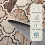 Lahome Moroccan Round Rugs - 4x4 Washable Non-Slip Small Round Area Rug Throw Soft Circle Rugs for Bedroom, Modern Print Indoor Round Carpet for Entryway Sofa Kitchen Living Room (Coffee, 4Ft-Round)