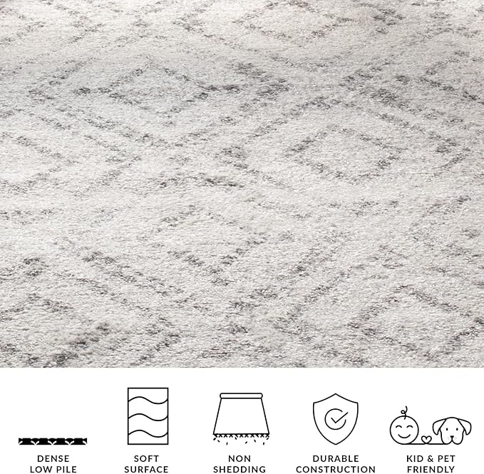 SAFAVIEH Adirondack Collection Area Rug - 10' Square, Light Grey & Grey, Modern Diamond Distressed Design, Non-Shedding & Easy Care, Ideal for High Traffic Areas in Living Room, Bedroom (ADR131C)