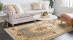 Unique Loom Versailles Collection Traditional Classic Medallion Motif Area Rug (9' 0 x 12' 0 Rectangular, Slate Blue/ Ivory)