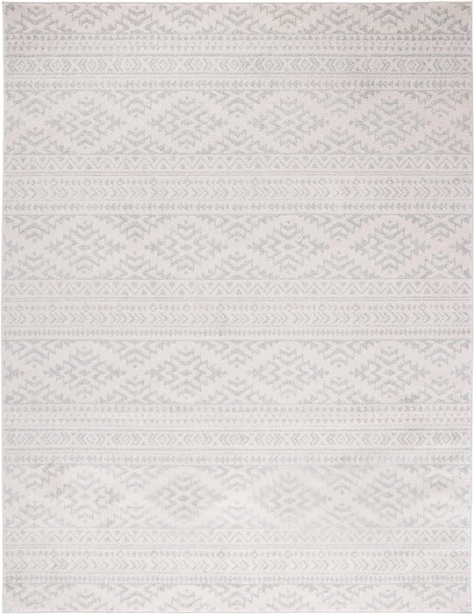 SAFAVIEH Area Rug 12x18 - Tulum Collection - Large - Ivory & Light Grey, Moroccan Boho Tribal Design, Non-Shedding & Easy to Clean, Ideal for Living Room, Bedroom, Dining Space (TUL272G)