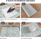 Vintage Entryway Rug 2x3 Washable, Sage Green White Kitchen Rug, Super Soft Thin Faux Wool Small Area Rug, Non-Slip Accent Mat for Foyer, Bedroom, Office