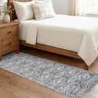 KILOCOCO Hallway Runner Rug 2'x7' Runners for Hallways Washable Runner Rug Non Slip Rubber Backed Low-Pile Runners for Bedroom Kitchen Living Room Laundry Room Boho Rugs, Grey