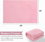 Pauwer 4x6 Washable Area Rugs for Living Room Modern Pink Solid Color Soft Fluffy Rugs for Bedroom Non Slip Boho Accent Indoor Mat Floor Carpet Cover for Kids Room Dining Room Kitchen Office, Pink