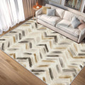 Washable 3x5 Chevron Rug Living Room, Modern Abstract Art Design Area Rugs for Bedroom, Chevron Home Decor Carpet, Low Pile, Non Slip, Kids & Pet Friendly (N4188)