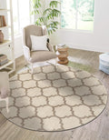 Rugs.com Lattice Collection Rug – 12 Ft Round Beige and Light Brown Medium-Pile Rug Perfect for Kitchens, Dining Rooms