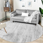 MUJOO Round Rugs 6ft,Circle Area Rug Washable,Circular Rugs for Living Room Dining Room,Large Modern Abstract Non Slip Throw Carpet Accent Neutral Grey