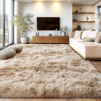 Upgrade Non-Slip Plush Rugs for Living Room, Soft Shaggy Carpets for Living Room, Fuzzy Rugs for Kids' Room, Perfect Decor for Modern Home Tie Dye Camel 8x10 Feet