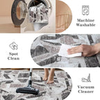 Modern Abstract Entry Rug Kitchen Bedroom Bathroom Door Mat Indoor Entrance 2X3 Front Porch Rugs Washable, Non-Slip Grey Thin Print Small Throw Carpet for Nursery Kids