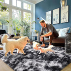 Fluffy Rug for Living Room Shaggy Area Rugs High Pile Fuzzy Rug Non-Slip Indoor Floor Carpet Plush Area Rugs for Living Room White 8x10