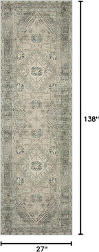 Loloi Magnolia Home by Joanna Gaines Sinclair Collection SIN-04 Natural/Sage 2'-3" x 11'-6", .25" Pile Height, Machine Washable, Runner Rug