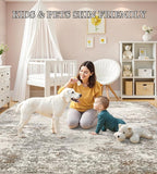 10x14 Washable Area Rugs - Modern Abstract Large Rugs for Living Room Non-Slip Low Pile Soft Machine Washable Carpet for Bedroom, Under Dining Table, Nursery, Farmhouse (10'x14' Brown Grey)
