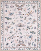 Lahome Insect Print Washable Rugs 8x10, Soft 8x10 Rugs for Living Room Dining Room Ultra-Thin, Non-Slip Modern Bedroom Rug Large Carpet Non-Shedding Accent Rug for Office Classroom(8x10ft,Pink)