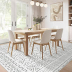 6x9 Area Rug Living Room: Washable Boho Geometric Moroccan Rug Neutral Modern Farmhouse Indoor Soft Non Slip Ultra Thin Printed Pattern Carpet for Dining Room Bedroom Nursery Home (BeigeBrown, 6'x9')