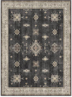 RUGGABLE Washable Vintage Area Rug – Verena Dark Wood 9x12, Stain-Resistant, Non-Slip – Large Machine Washable Rugs for Living Room, Bedroom, Hallway, Entryway & Office–with Standard Pad