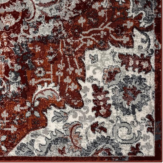 LUXE WEAVERS Moroccan Red 6x9 Medallion Area Rug for Living Rooms