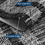 GarveeHome Modern Geometric Rug 4x6 Washable Rug for Living Room, Soft Non Shedding Indoor Carpet with Non Slip TPR Backing, Low Pile Thin Foldable Printed Floor Mats for Dining Room, Black