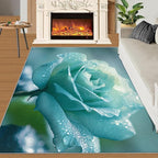 5x7 Blue-Rose Rugs for Bedroom - Realistic Florals Print Rug, Flowers Rug Non Slip Soft Rugs for Living Room Hardwood Floors Teen Room