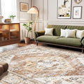 Lahome Rug for Living Room Machine Washable Area Rug 6x9 Boho Non Slip Bedroom Carpet Throw Ultra Thin Carpet for Dining Room, Farmhouse Neutral Print Soft Indoor Mat for Office Home (Taupe, 6'x9')