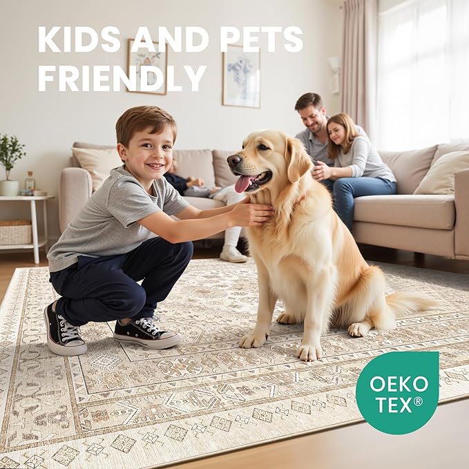 zesthome Washable Runner Rug 2.5x10 - Stain Resistant Entryway Rug,Ultra-Thin Kitchen Rugs, Anti Slip Backing Runner Rugs for Entrance Laundry Room Indoor Hallway (Cream/Beige,2.5'x10')