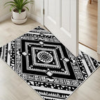 Area Rugs for Living Room 6x8, Moroccan Washable Low Pile Rug, Boho Neutral Farmhouse Ultra Soft Carpet for Bedroom Dining Room Home Decor, Geometric Print Tribal Carpets Black and White